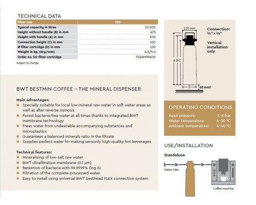 Картридж фильтра bestmin COFFEE 100 Cartridge single BWT 812320