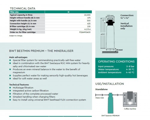 Filter cartridge bestmin PREMIUM M Cartridge single BWT 812323