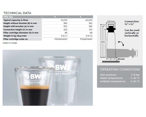 Filter cartridge besttaste 20 Cartridge single BWT 125252022