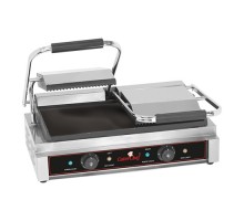 Contact grill smooth-ribbed