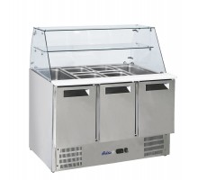 3-door refrigerated salad counter with glass superstructure, Arktic, 3-door counter with glass superstructure, 1365x695x(H)1270mm