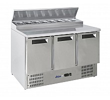 3-Door refrigerated counter with superstructure, Arktic, 1365x695x(H)955mm