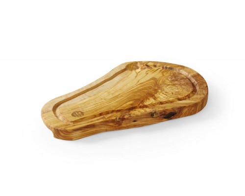 Serving board with groove, olive wood, rectangular, HENDI, 400x250x(H)18mm