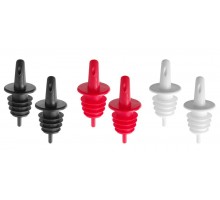 Free flow pourers, Bar up, 2 black, 2 white, 2 red, 6 pcs