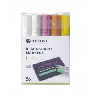 Blackboard markers 6 mm, 2 white, 1 pink, 1 yellow and 1 bronze markers, 5 pcs