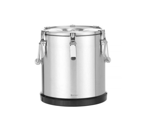 Insulated stainless steel food transport container Kitchen Line., HENDI, Kitchen Line, 22L, Silver, ø330x(H)370mm