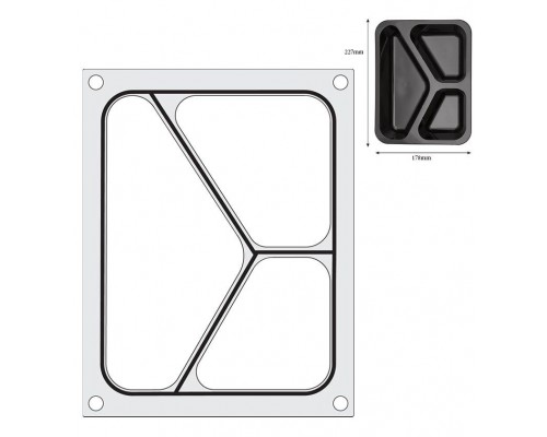 Tray sealer matrix, HENDI, three-section container 227x178 mm