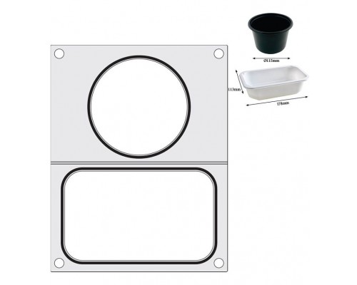 Tray sealer matrix, HENDI, 2 containers (1x 178x113 mm, 1x ø115 mm)