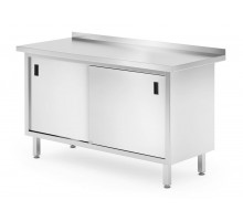 Wall work table cabinet with sliding doors - welded, HENDI, Profi Line, 1400x600x(H)850mm