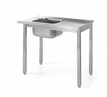 Loading table with sink for dishwasher – screwed, HENDI, Kitchen Line, Left, 1000x600x(H)850mm