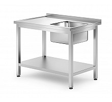 Single sink table with shelf, HENDI, Kitchen Line, Right, 1000x700x(H)850mm