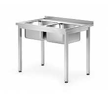 Table with a sink and shelf, two sink bowls, HENDI, Kitchen Line, 1000x700x(H)850mm