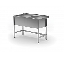 Double basin table – welded, depth: 600 mm, basin: 300 mm., HENDI, Profi Line, 1200x600x(H)850mm