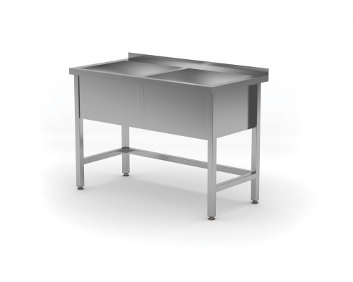 Double basin table – welded, depth: 600 mm, basin: 300 mm., HENDI, Profi Line, 1200x600x(H)850mm