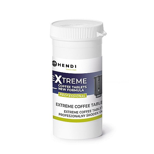 Extreme Coffee Tablets, kafijas tabletes ar jaunu formulu, profesionāls kafijas automātu tīrīšanas līdzeklis, HENDI, 25 tabletes