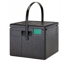 Cam GoBox izolÄts picas konteiners, augÅĄÄjÄ iekrauÅĄana, Cambro, ietilpÄŦba: 6 kartona kastes ar izmÄriem 330x330x(H)40 mm picai Ã320 mm, Melns, 410x410x(H)339mm