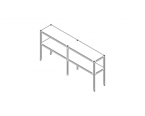 Tabletop shelf with two levels (1500-2900mm), Inox baltic, LPR/2 (1500-2900mm)