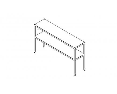 Tabletop shelf with two levels (500-1400mm), Inox baltic, LPR/2 (500-1400mm)