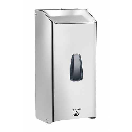 ELECTRONIC SOAP DISPENSER, REFILLING VERSION 273 X108X124MM AISI 304 MATERIAL. PHOTOCELL SYSTEM (3 “C” BATTERIES NOT INCLUDED). WORKS WITH LIQUID SOAP AND WITH SANITIZER GEL. KEY-LOCKED. WALL MOUNTED WITH ANCHORS INCLUDED.