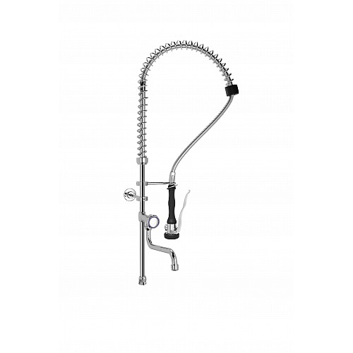 KIT SHOWER WITH BASE SUPPORT, SWINGING SPOUT IN THE MIDDLE OF THE TUBE, STAINLESS STEEL SPRING AND FLEXIBLE, BRASS CHROMED WALL INSTALLATION KIT AND PREMIUM SHOWER HAND. PLUS LINE