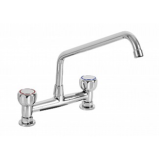 TWO HOLES TAP WITH "C" SPOUT ø20x300, ROUND HANDLE. 203,20mm WHEELBASE