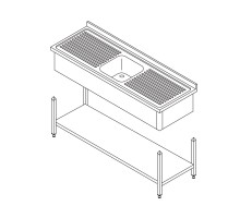 Dishwasher Table - 120 x 60 cm - with Sink and Backsplash - incl Storage Shelf