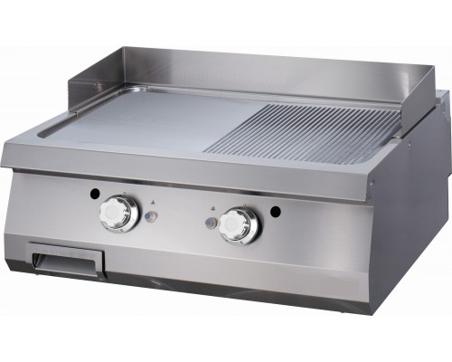 Heavy Duty Griddle - Half Grooved - Double Unit - 70cm Deep - Gas