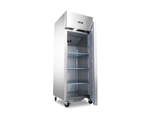 Fridge - 600L - 3 Adjustable Shelves (2/1 GN) - on Wheels - Stainless Steel