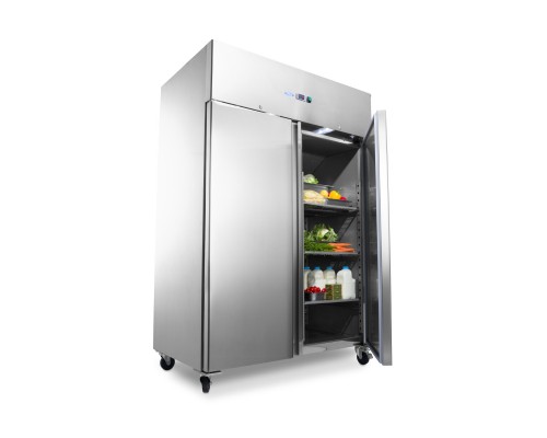 Fridge - 1200L - 6 Adjustable Shelves (2/1 GN) - on Wheels - Stainless Steel