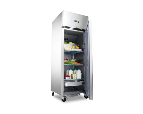 Fridge - 600L - 3 Adjustable Shelves (2/1 GN) - on Wheels - Stainless Steel