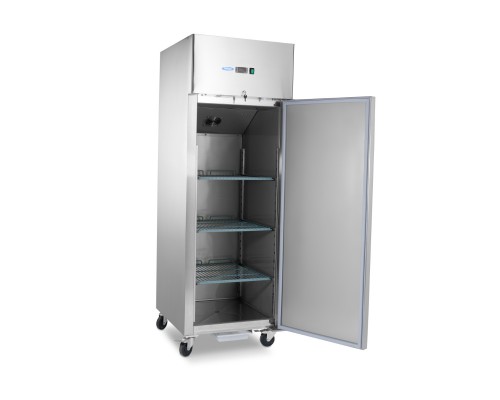 Fridge - 600L - 3 Adjustable Shelves (2/1 GN) - on Wheels - Stainless Steel