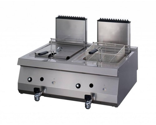 Heavy Duty Deep Fryer - 2 x 12L - Double Unit - 70cm Deep - with Drain Tap - Gas