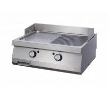 Heavy Duty Griddle - Half Grooved Chrome - Double Unit - 70cm Deep - Gas