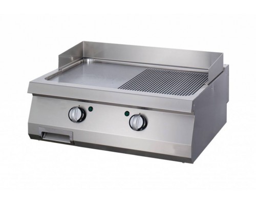 Heavy Duty Griddle - Half Grooved Chrome - Double Unit - 70cm Deep - Gas