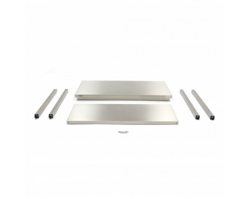 Stainless Steel Table - 60 x 60 cm - Adjustable Height - with Storage Shelf