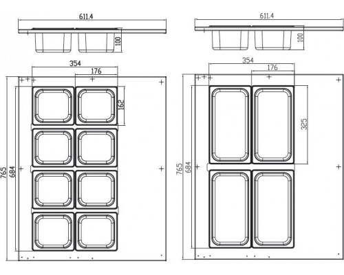 Saladette - 67L - incl 8 x 1/6 GN - Tabletop