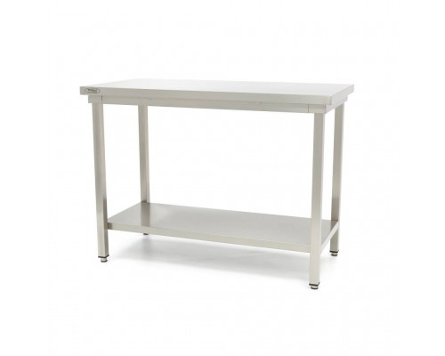 Stainless Steel Table - 200 x 60cm - Adjustable Height - with Storage Shelf