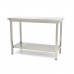 Stainless Steel Table - 80 x 60cm - Adjustable Height - with Storage Shelf