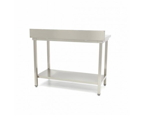 Stainless Steel Table - 60 x 70cm - Adjustable Height - with Backsplash