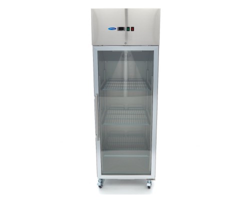 Fridge - 600L - 3 Adjustable Shelves (2/1GN) - Stainless Steel - with Glass Door