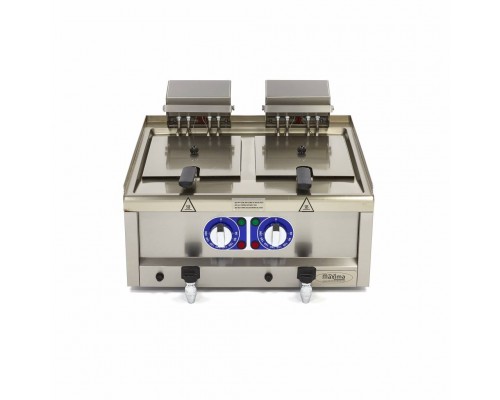 Deep Fryer - 2 x 10L - 2 Baskets - with Drain Tap - 400V