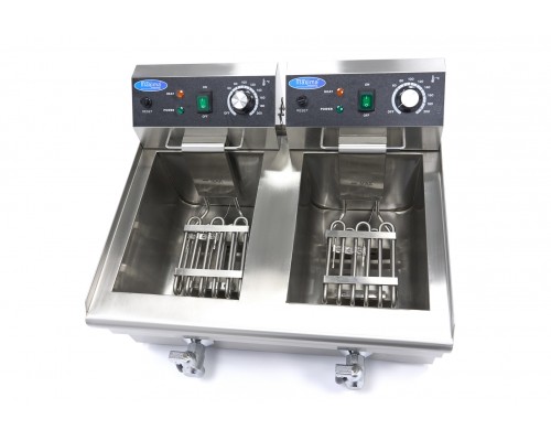 Deep Fryer - 2 x 10L - 2 Baskets - with Drain Tap