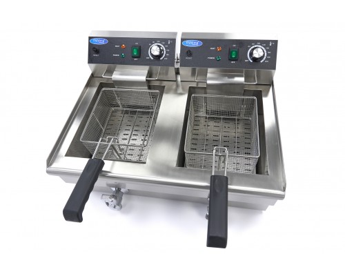 Deep Fryer - 2 x 13L - 2 Baskets - with Drain Tap