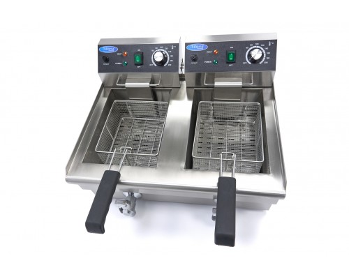 Deep Fryer - 2 x 10L - 2 Baskets - with Drain Tap