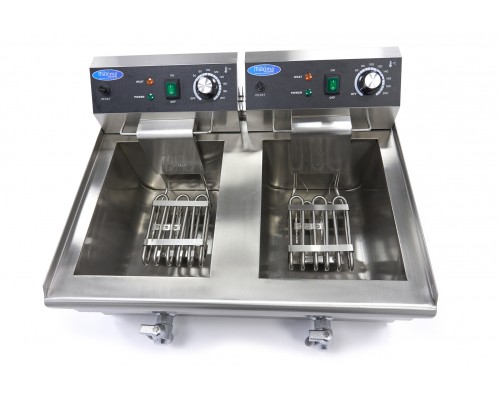 Deep Fryer - 2 x 13L - 2 Baskets - with Drain Tap