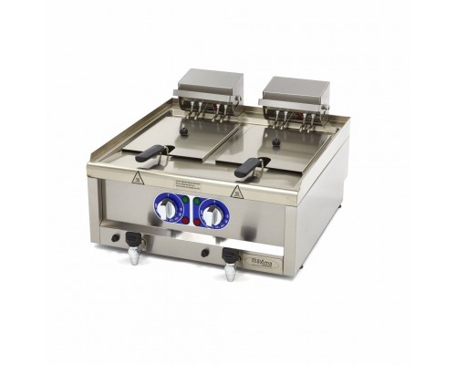 Deep Fryer - 2 x 10L - 2 Baskets - with Drain Tap - 400V