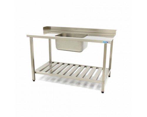 Dishwasher Table - 140 x 75cm - Right - with Sink and Backsplash - incl Storage Shelf