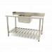 Dishwasher Table - 140 x 75cm - Right - with Sink and Backsplash - incl Storage Shelf