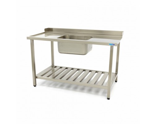 Dishwasher Table - 160 x 75cm - Left - with Sink and Backsplash - incl Storage Shelf