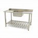 Dishwasher Table - 160 x 75cm - Left - with Sink and Backsplash - incl Storage Shelf